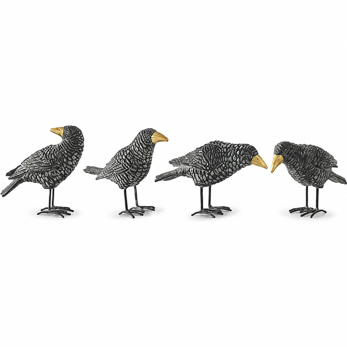 Design Shop Assorted Black Resin Crows with Gold Beak and Metal Feet (4 Styles)