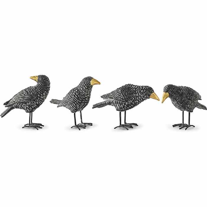 Design Shop Assorted Black Resin Crows with Gold Beak and Metal Feet (4 Styles)