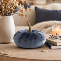 Design Shop 6.25 Inch Blue Velvet Stuffed Pumpkin