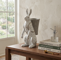 22.5" Whitewashed Resin Bunny with Open Basket