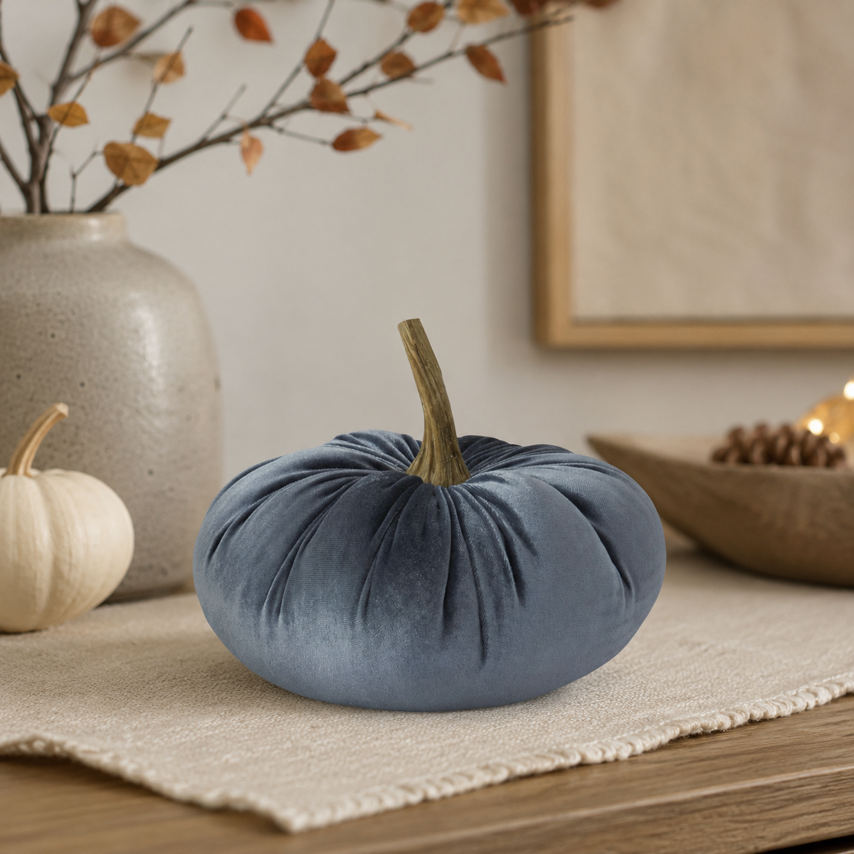 Design Shop 6.25 Inch Blue Velvet Stuffed Pumpkin