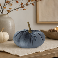Design Shop 6.25 Inch Blue Velvet Stuffed Pumpkin