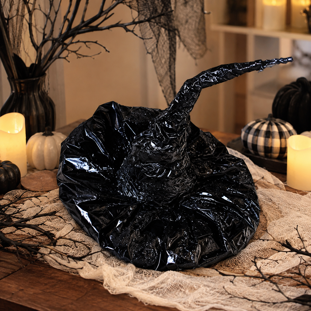 Design Shop 11.5"x6" Witch's Hat, Black & White