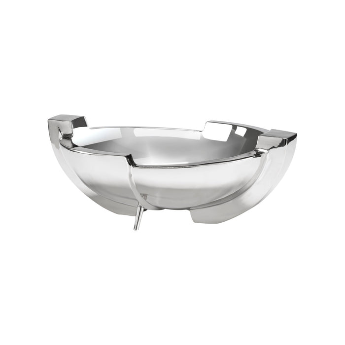Silver bowl with handles on a white background