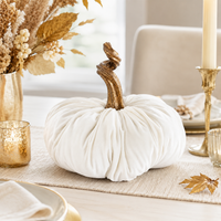 Design Shop 10" White Pumpkin with Gold Stem