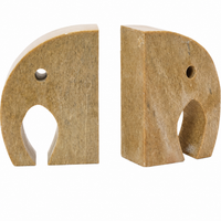 Design Shop Elephant Soapstone Green Pack of 2 Bookends, 4" L w x 5" H
