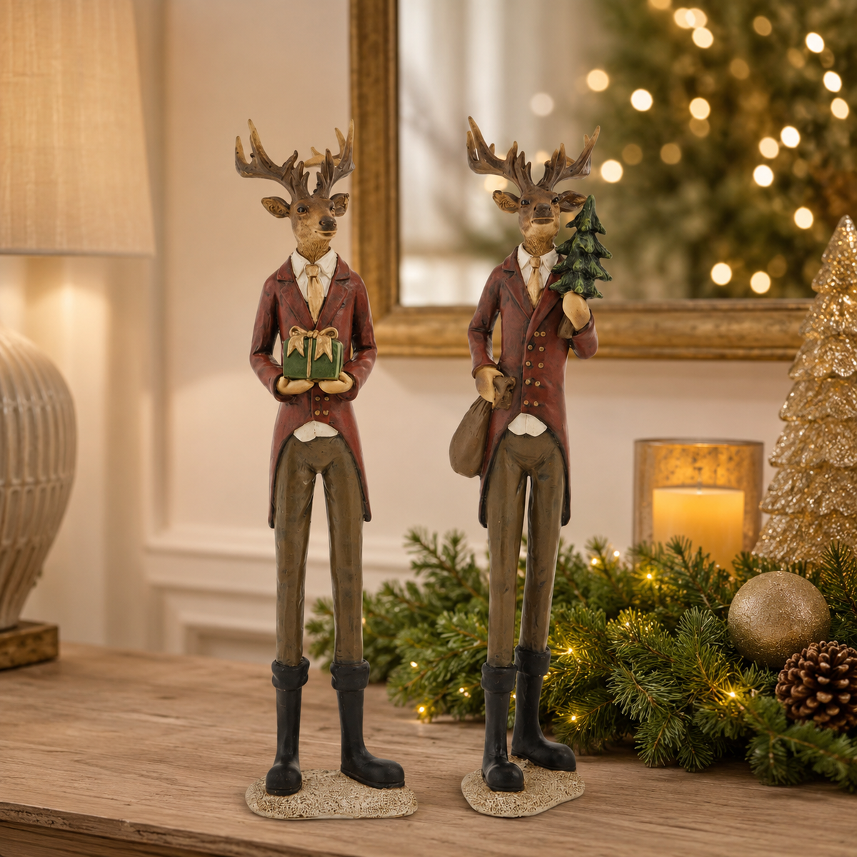 Design Shop Reindeer in Suits, 12.5"H, 2 Styles
