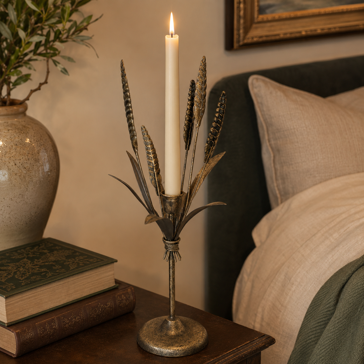 Design Shop Iron Rye Heads Candle Holder, 17.72"
