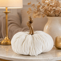 Design Shop 10" White Pumpkin with Gold Stem