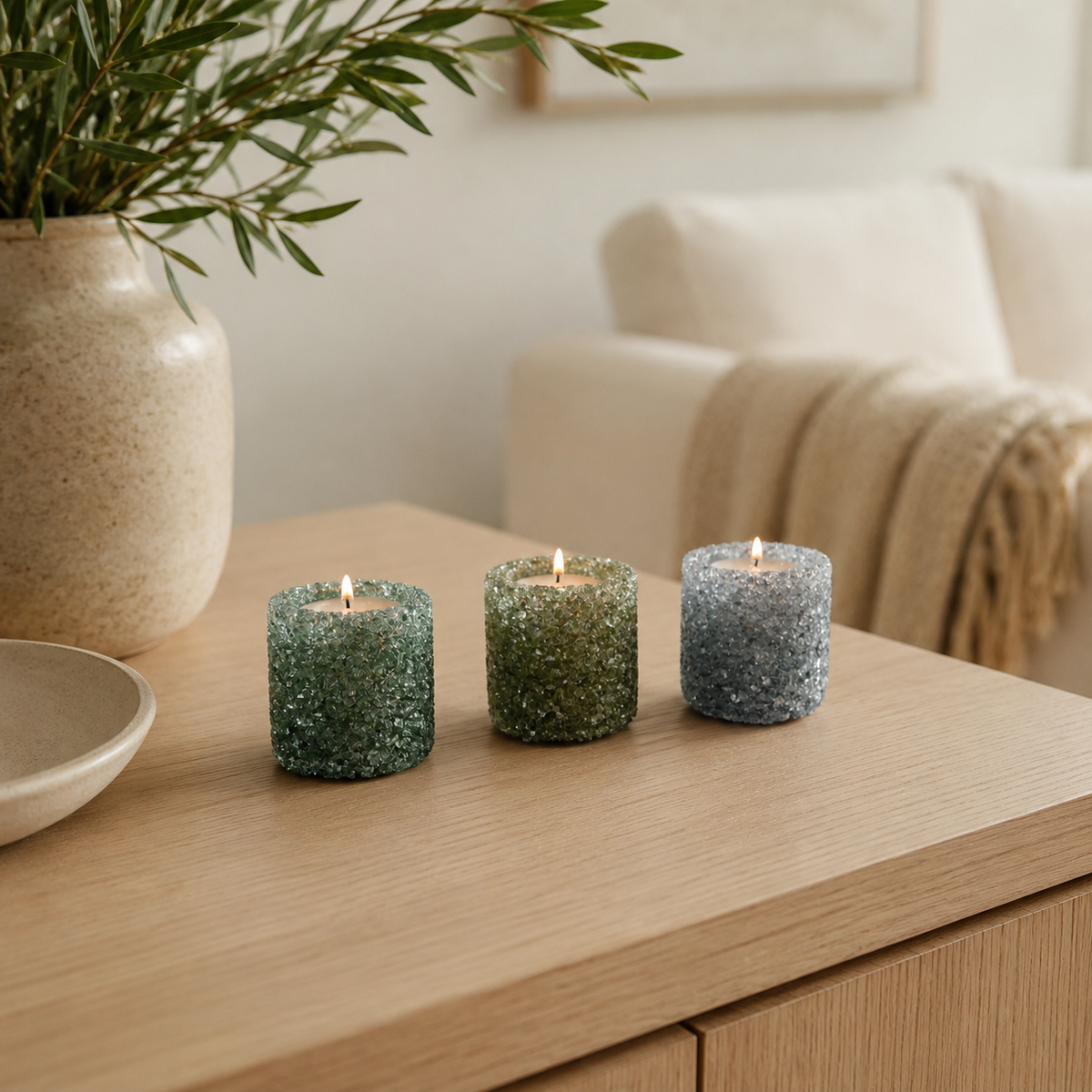 Design Shop Mica Glass Tealight Holder Set of 3