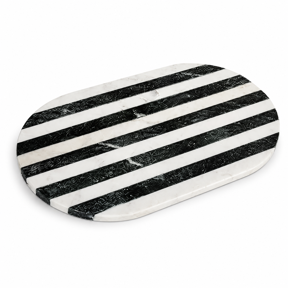 Design Shop Black and White Striped Marble Cutting Board 14.5"