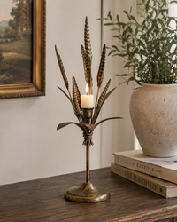 Design Shop Iron Rye Heads Candle Holder, 17.72"