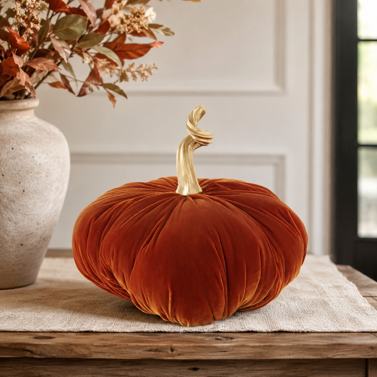 Design Shop 11" Orange Pumpkin with Gold Stem