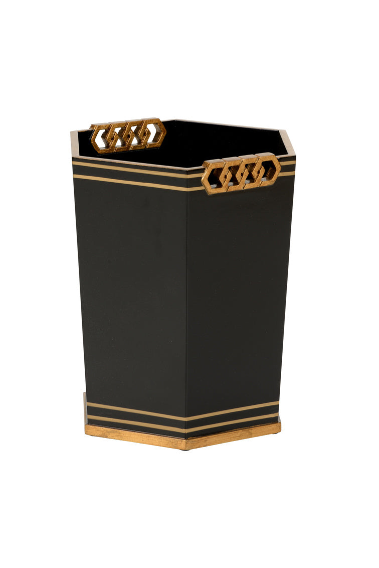 Chelsea House Oliver Wastebasket - Black/Gold