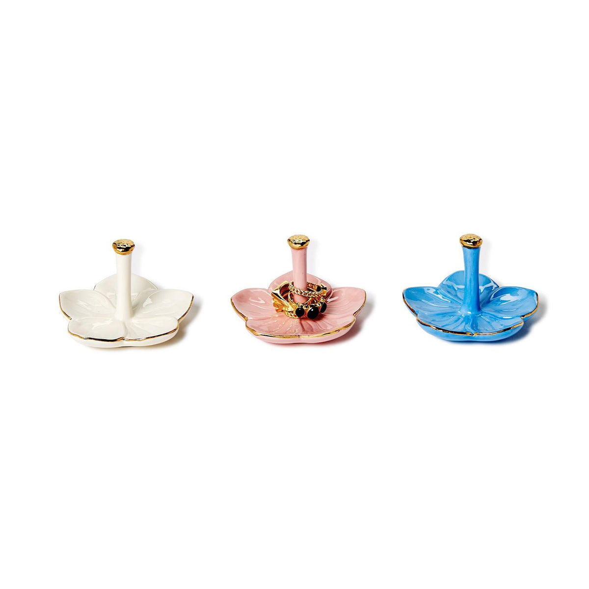 Design Shop Set of 3 Flower Haven Ceramic Ring Holders - Hard Dolomite