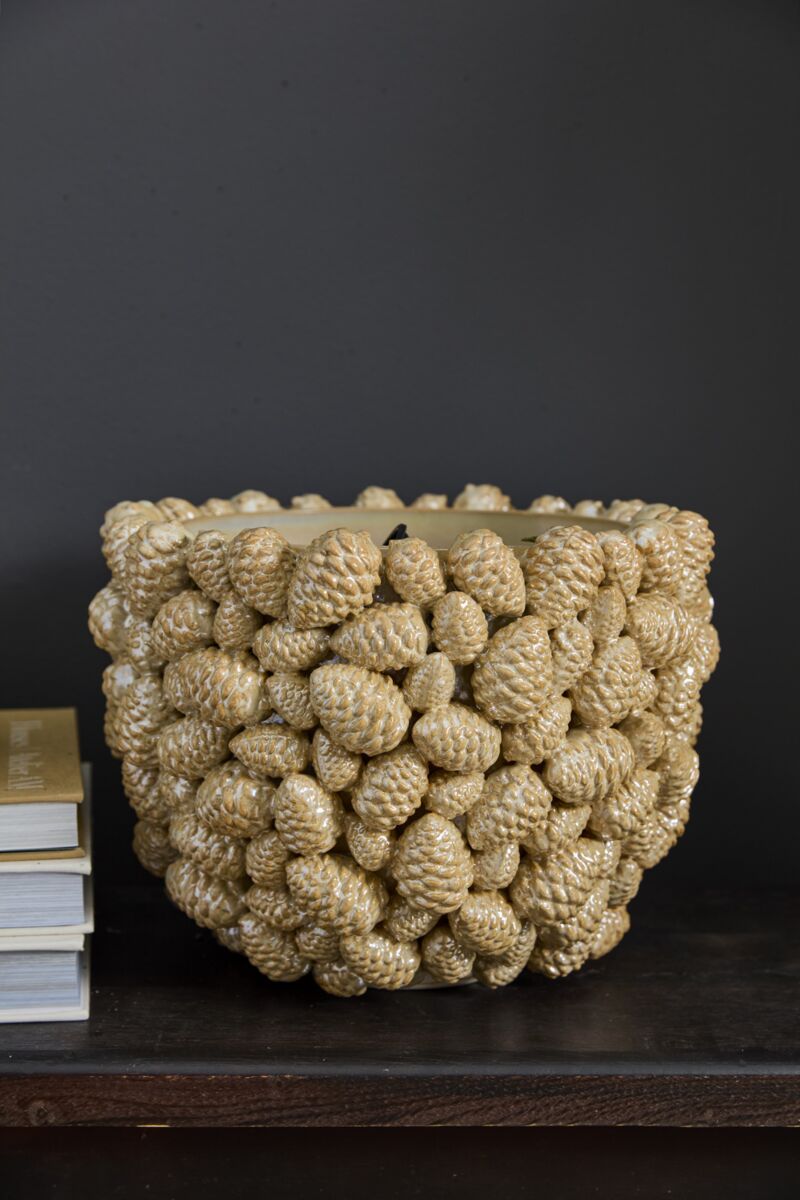 Design Shop Champagne Pine Gold Pot, 13.5" X 10.5".