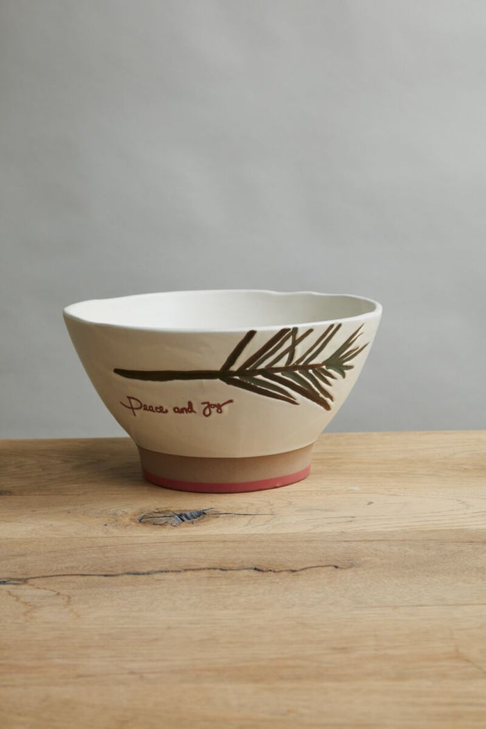 Design Shop Off-White Evergreen Collection Serving Bowl, 10" X 5.5".