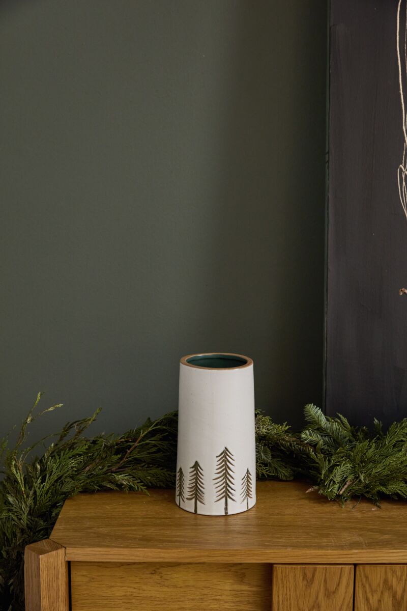 Design Shop Off-White Woods Collection Vase, 4.5" X 8".