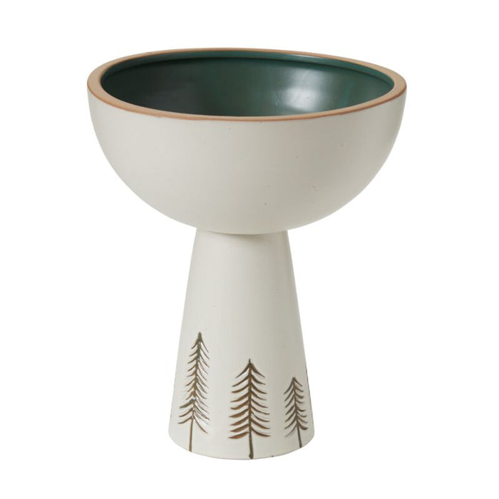 Design Shop Off-White Woods Collection Footed Bowl, 10" X 11.75".