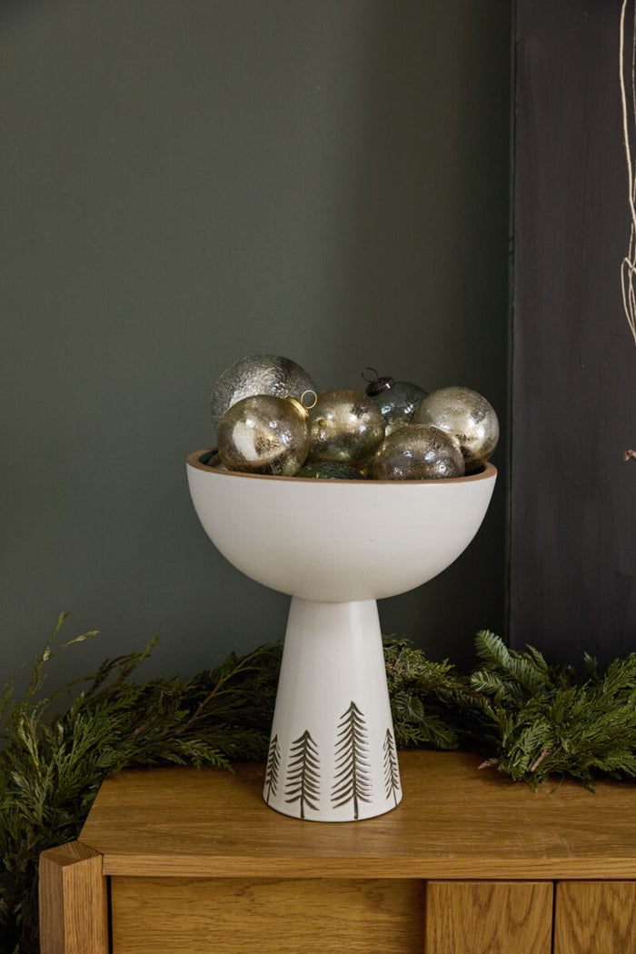 Design Shop Off-White Woods Collection Footed Bowl, 10" X 11.75".
