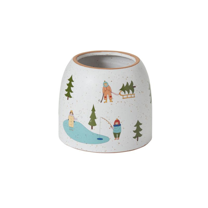 Design Shop Multicolor Villagers Collection Pot, 7.25" X 6.25".