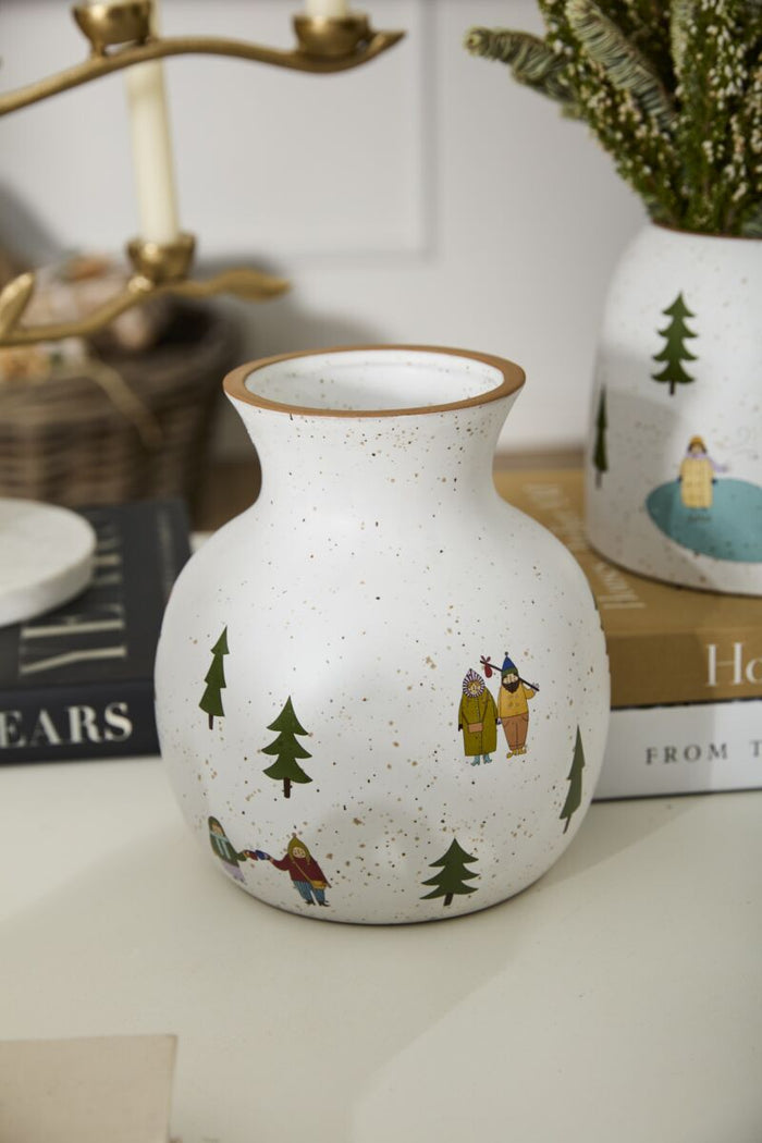 Design Shop Multicolor Villagers Collection Vase, 7.25" X 8.25".