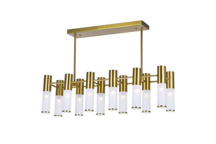CWI Lighting LED Island/Pool Table Chandelier from the Pipes collection in Sun Gold finish