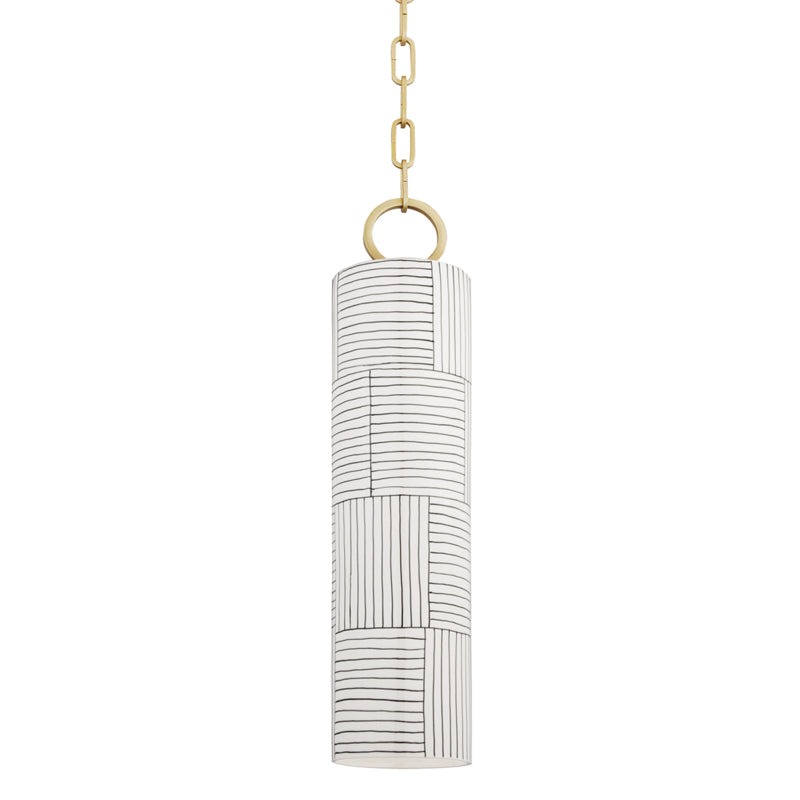 Hudson Valley - 2384-AGB/ST - One Light Pendant - Brookville - Aged Brass