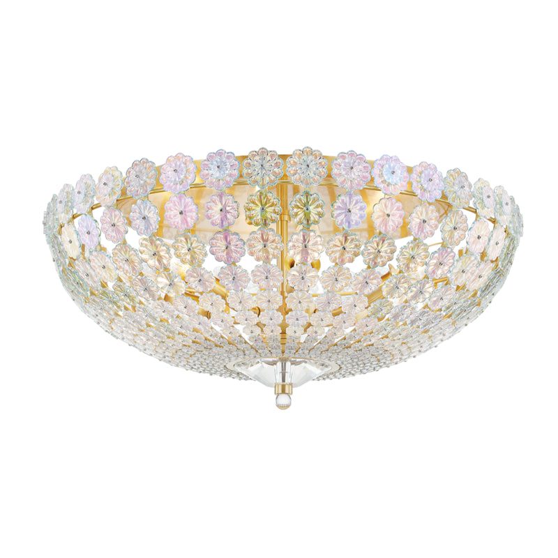 Hudson Valley - 8222-AGB - Six Light Flush Mount - Floral Park - Aged Brass