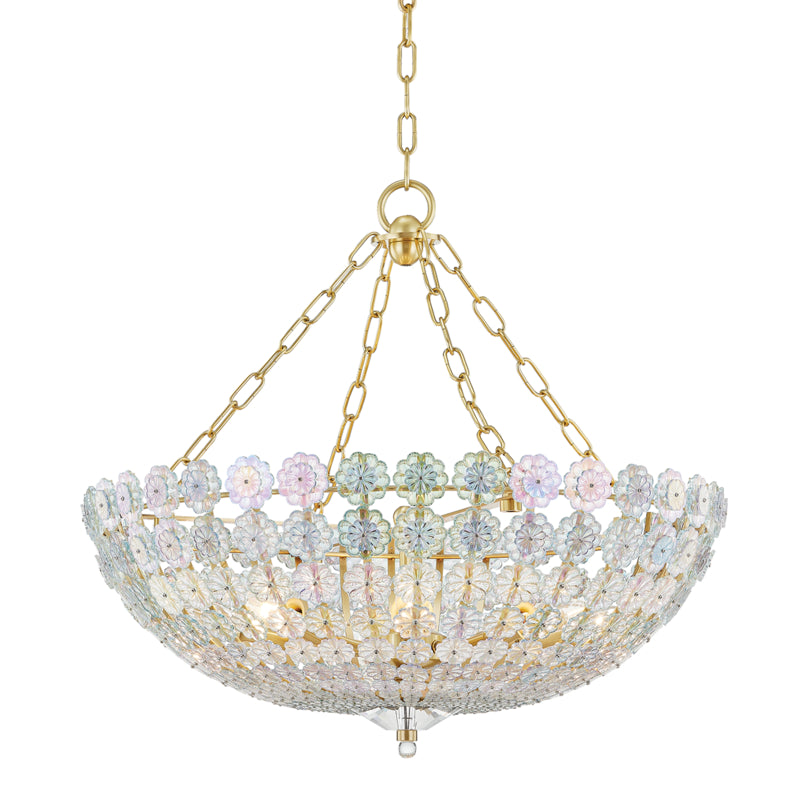 Hudson Valley - 8224-AGB - Eight Light Chandelier - Floral Park - Aged Brass