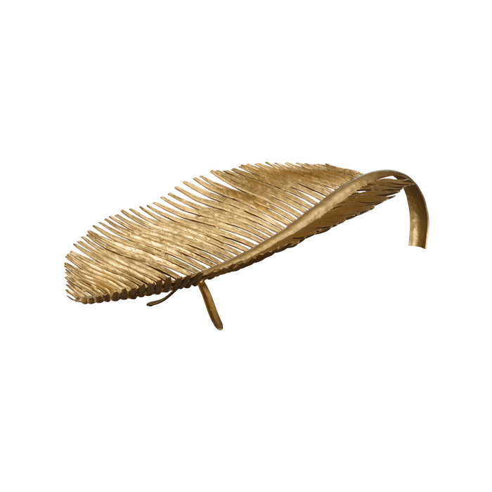 Woven palm leaf on a white background