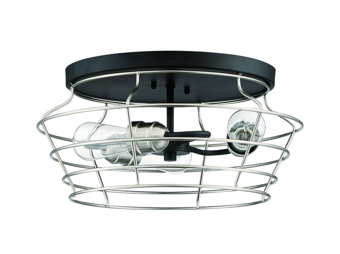 Craftmade Three Light Flushmount from the Thatcher collection in Flat Black/Brushed Polished Nickel finish