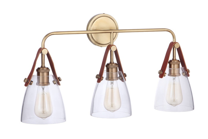 Craftmade Three Light Vanity from the Hagen collection in Vintage Brass finish