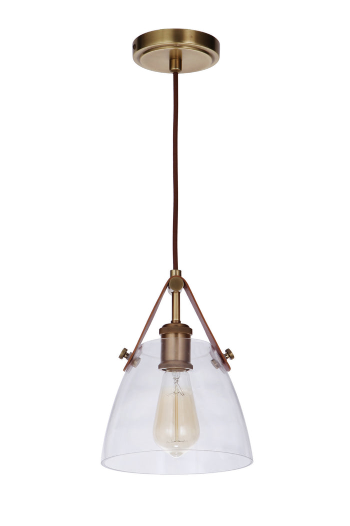 Craftmade One Light Pendant from the Hagen collection in Vintage Brass finish