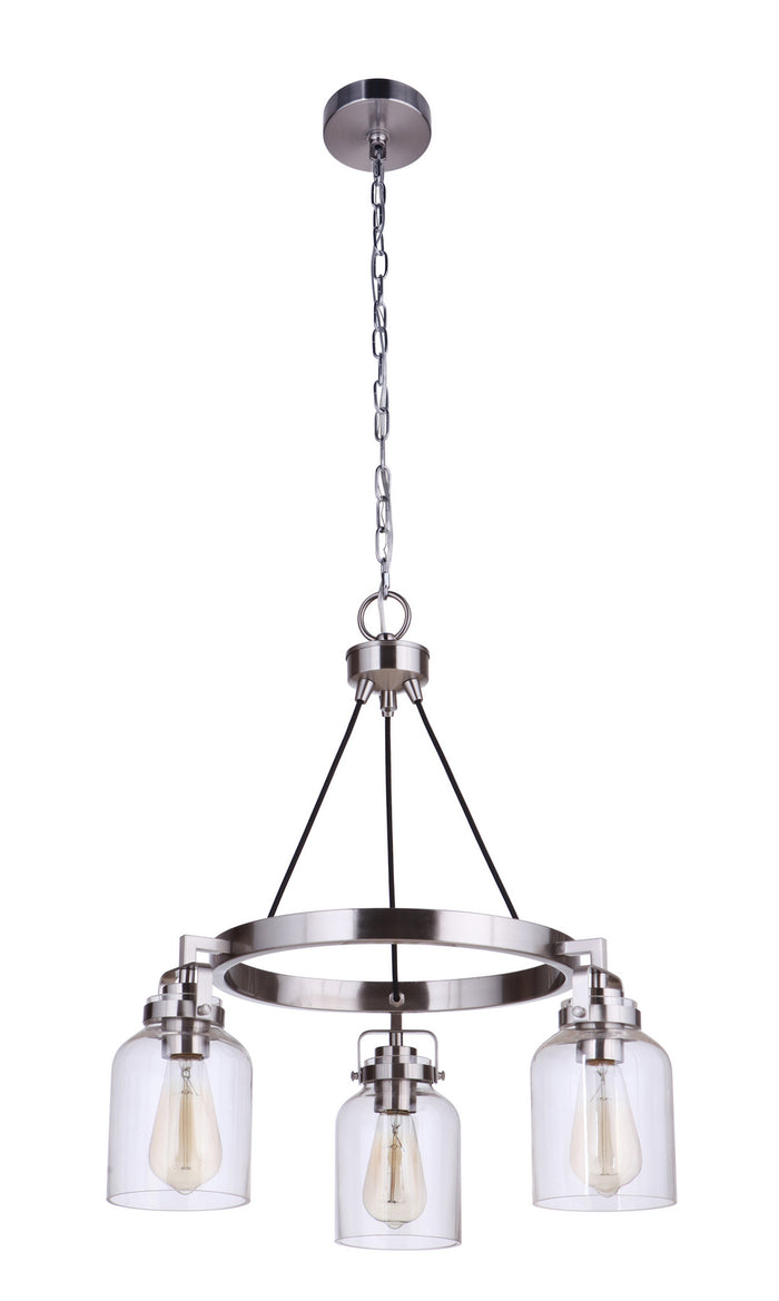 Craftmade Three Light Chandelier from the Foxwood collection in Brushed Polished Nickel finish