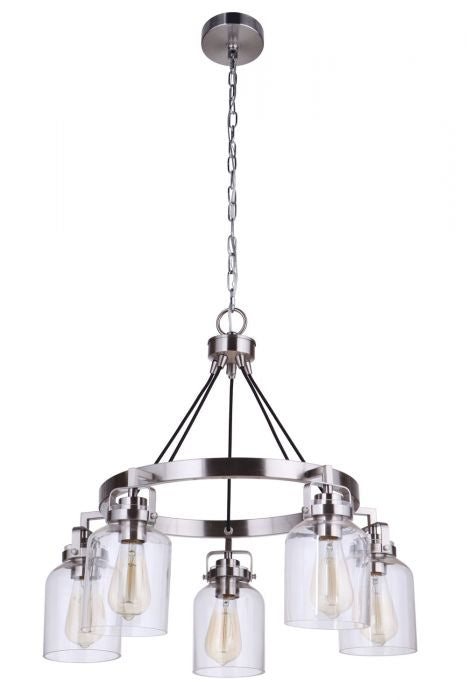 Craftmade Five Light Chandelier from the Foxwood collection in Brushed Polished Nickel finish