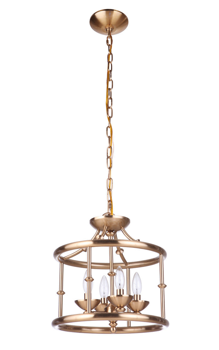 Craftmade Four Light Convertible Semi Flush/Pendant from the Marlowe collection in Satin Brass finish