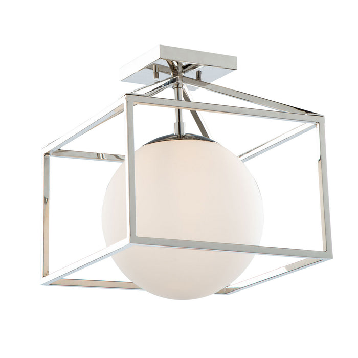 Artcraft One Light Semi-Flush Mount from the Eclipse collection in Polished Nickel finish