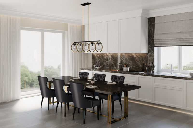 Artcraft Five Light Island Pendant from the Lugano collection in Black & Vintage Brass finish