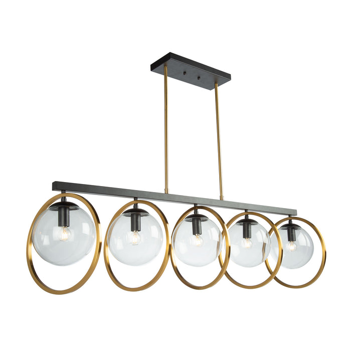 Artcraft Five Light Island Pendant from the Lugano collection in Black & Vintage Brass finish
