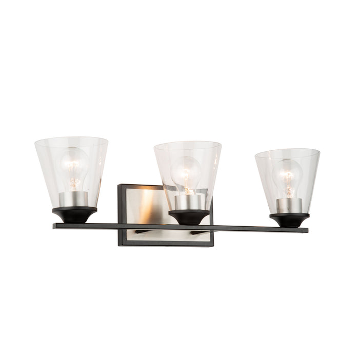 Artcraft Three Light Wall Sconce from the Wheaton collection in Black & Brushed Nickel finish