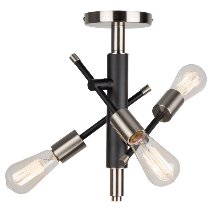Artcraft Three Light Semi Flush Mount from the Truro collection in Black & Brushed Nickel finish