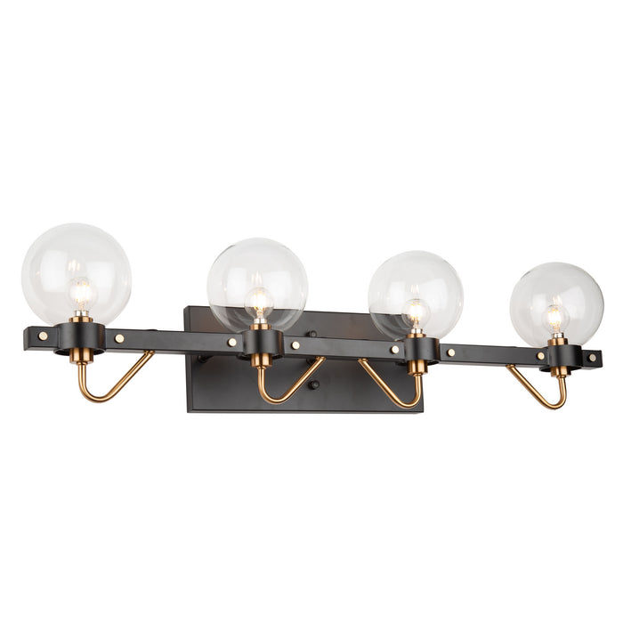Artcraft Four Light Wall Mount from the Chelton collection in Matte Black & Harvest Brass finish