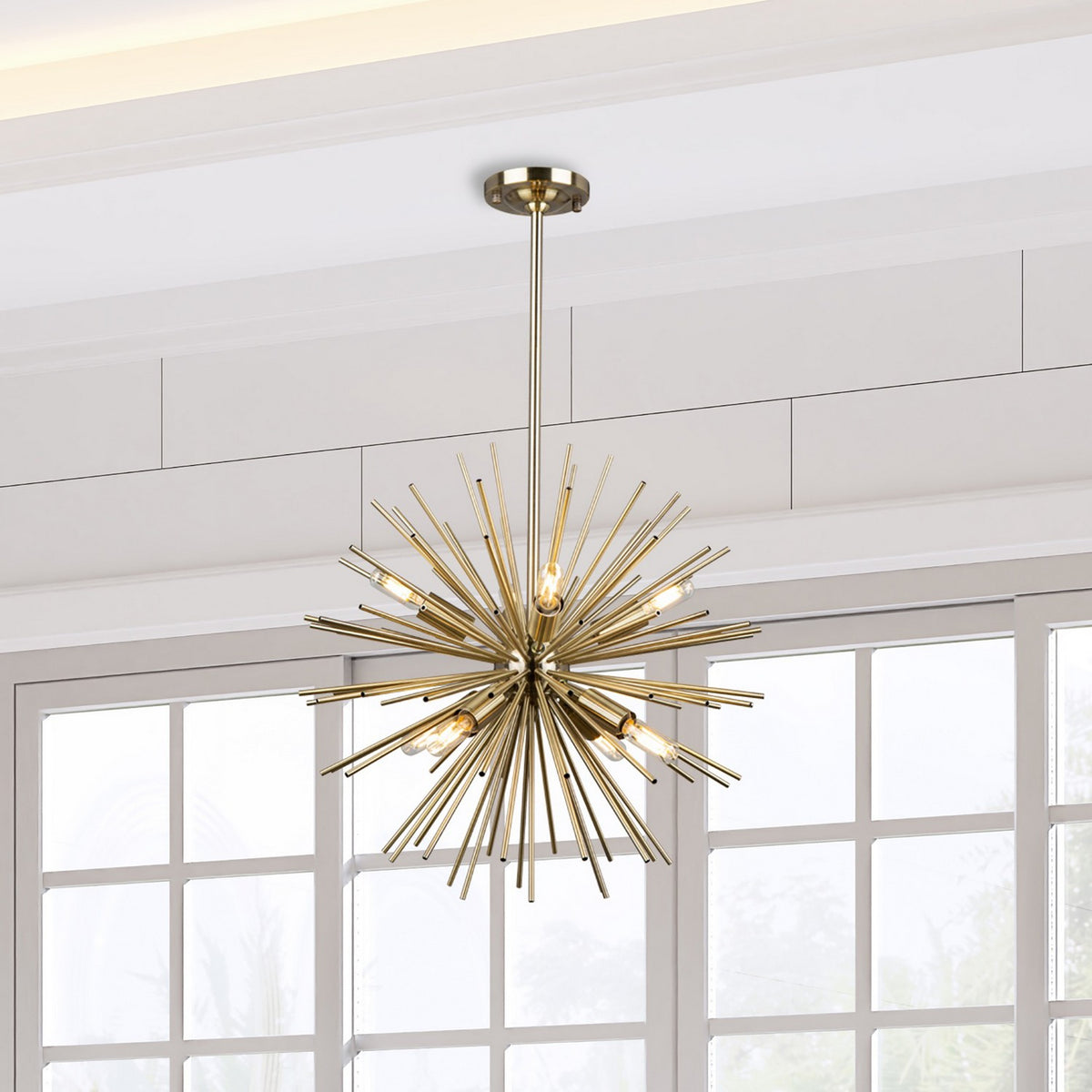 Artcraft - AC11443 - Eight Light Chandelier - Sunburst - Satin Brass