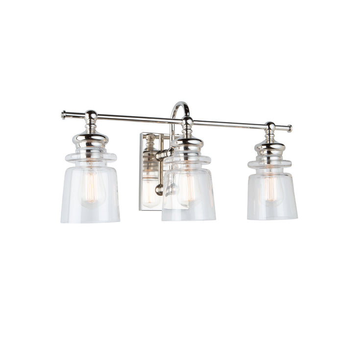 Artcraft Three Light Wall Sconce from the Castara collection in Polished Nickel finish