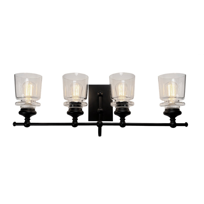 Artcraft Four Light Wall Mount from the Castara collection in Black & Brass finish