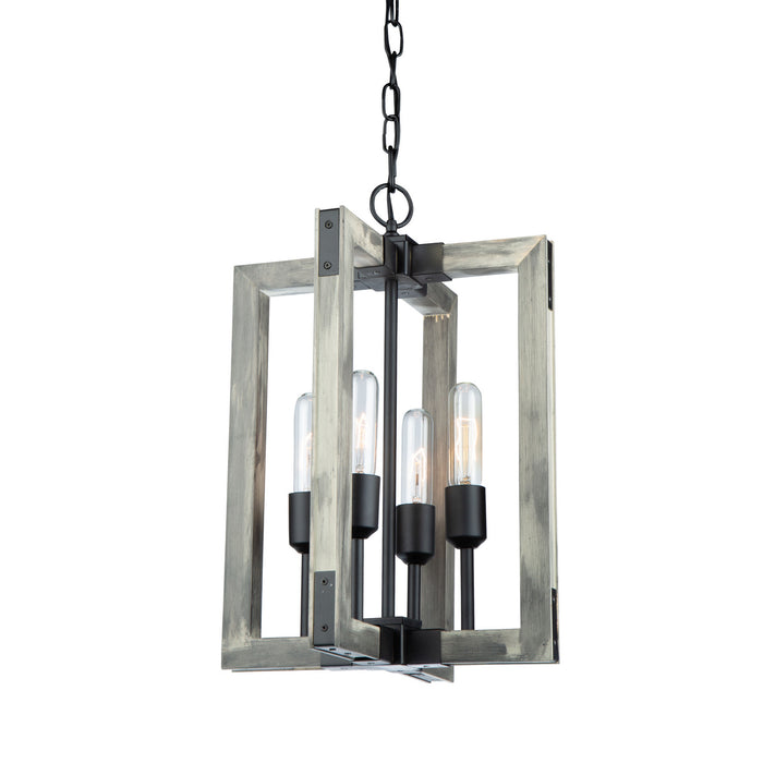 Artcraft Four Light Chandelier from the Gatehouse collection in Beach Wood & Black finish