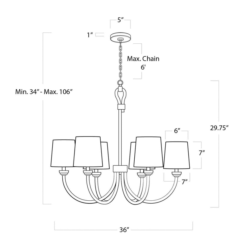 Regina Andrew - 16-1272 - Six Light Chandelier - Bimini - Natural