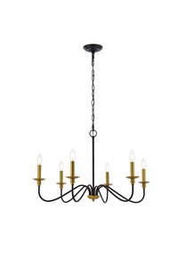 Elegant Lighting - LD5056D30BRB - Six Light Chandelier - Rohan - Brass and Black