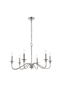 Elegant Lighting - LD5056D30PN - Six Light Chandelier - Rohan - Polished Nickel